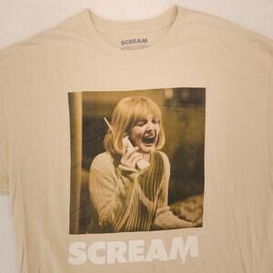 Scream Movie Crew Neck Short Sleeve Graphic T Shirt Mens Size Large L Tan